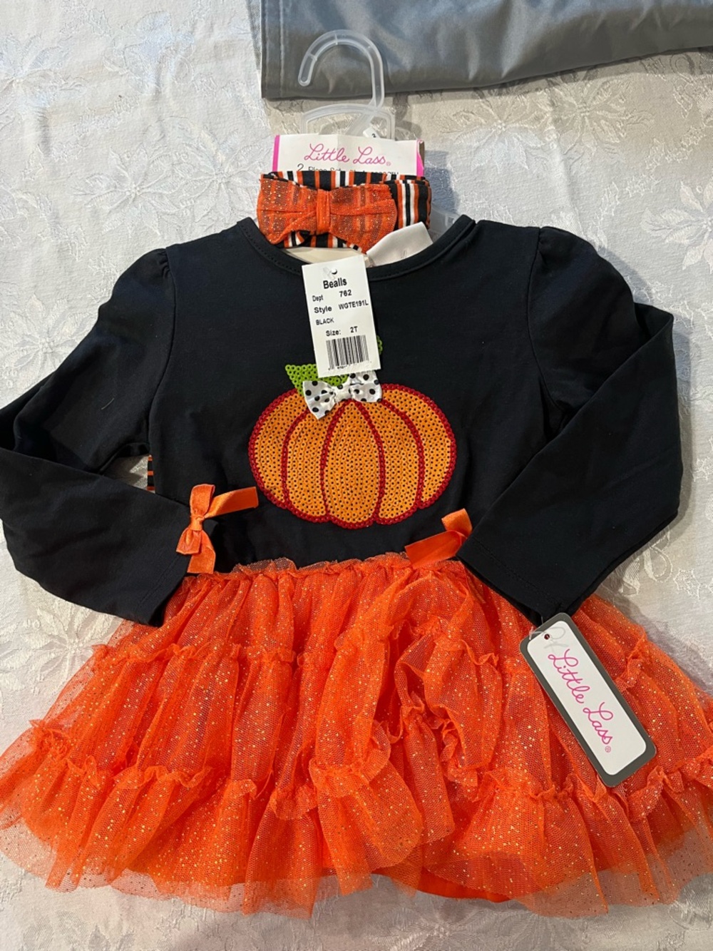 Little Lass Black & Orange Sparkle Pumpkin Tutu Dress